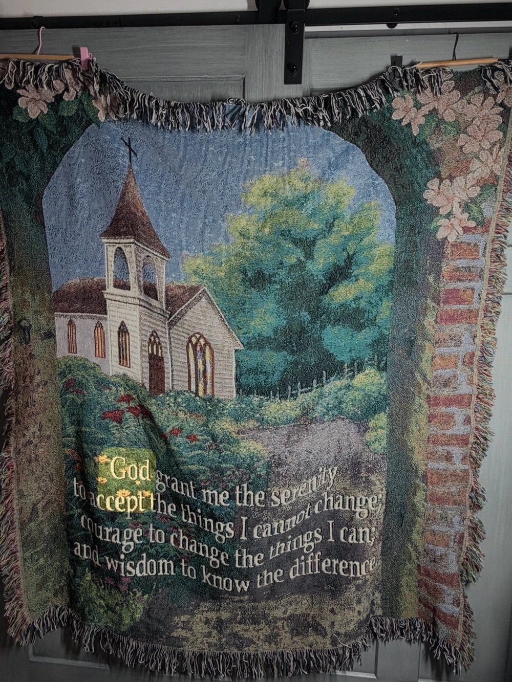 Serenity Prayer Tapestry Throw Blanket Church Religious Christian Woven Fringe